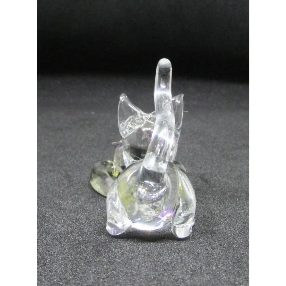Hand brown Glass Cat Figurine Kitten with Crystal Ball Color Changing Yarn ball